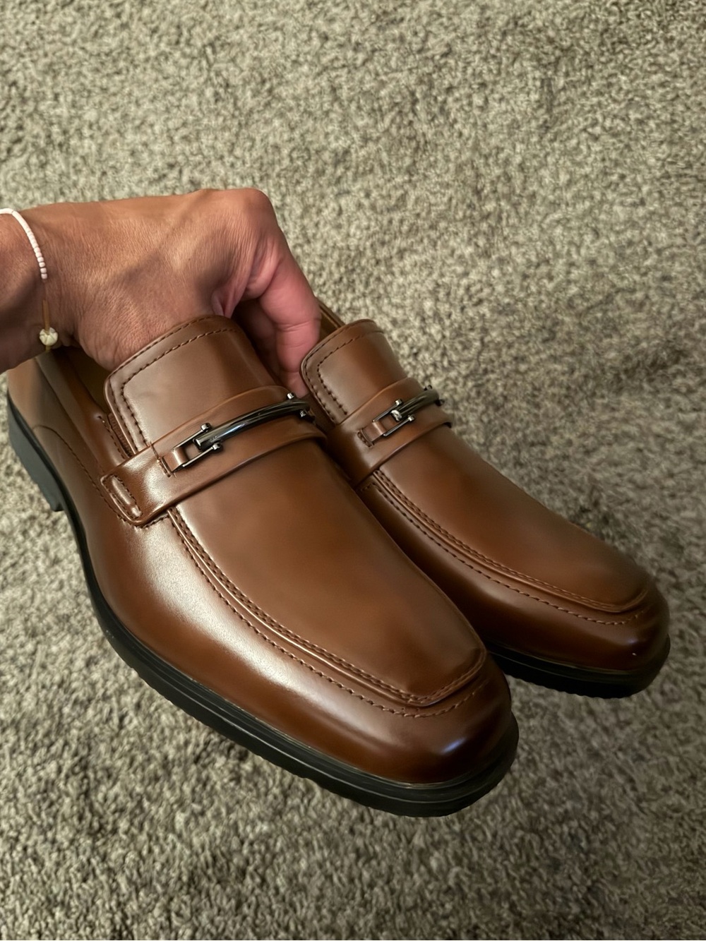NWOT - Classic Men's MARCO VITALE Brown Leather Slip-On Loafers / size 13 - Picture 2 of 6